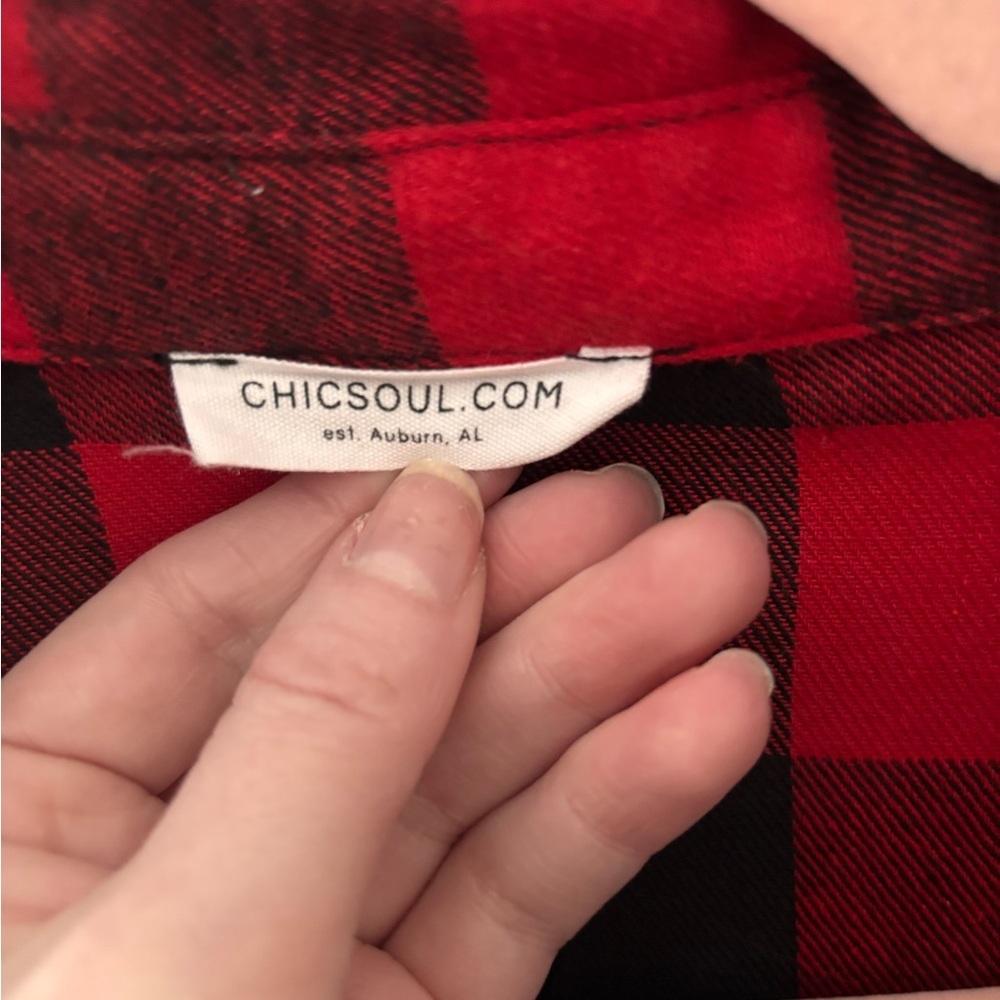 ChicSoul 2XL Plaid Midi Shirt Dress Button Down Tie Waist Fall Dress - Picture 3 of 5